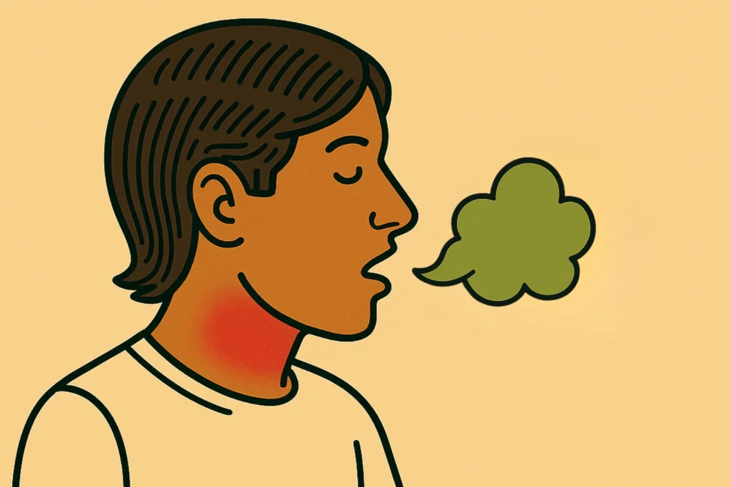 Bad breath and throat pain